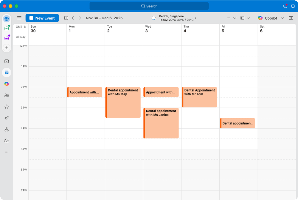 Friday 2PM slot is available as shown in Dr Yee's Outlook calendar.