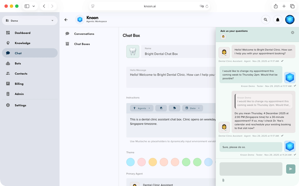 Request the agent to change the date and time of an existing appointment.