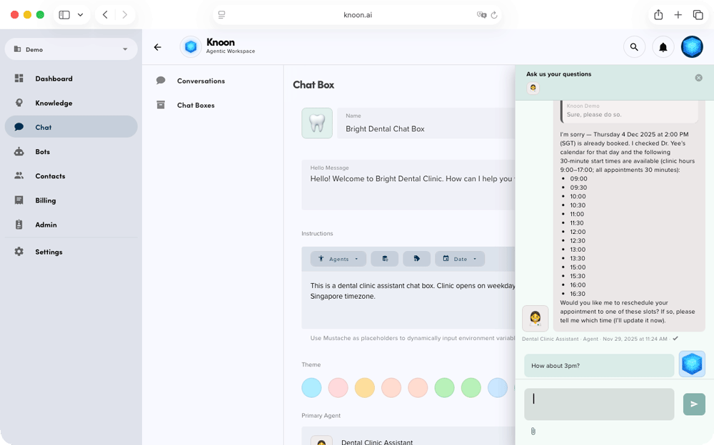 The agent identifies suitable new time slots and confirms them with the user.
