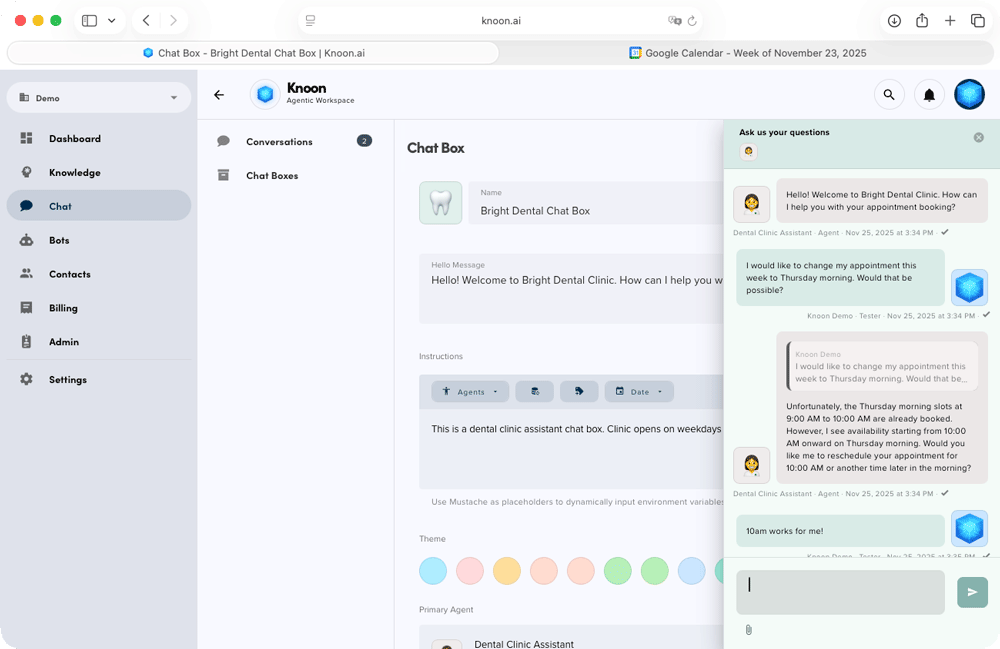 Request the agent to change the date and time of an existing appointment.