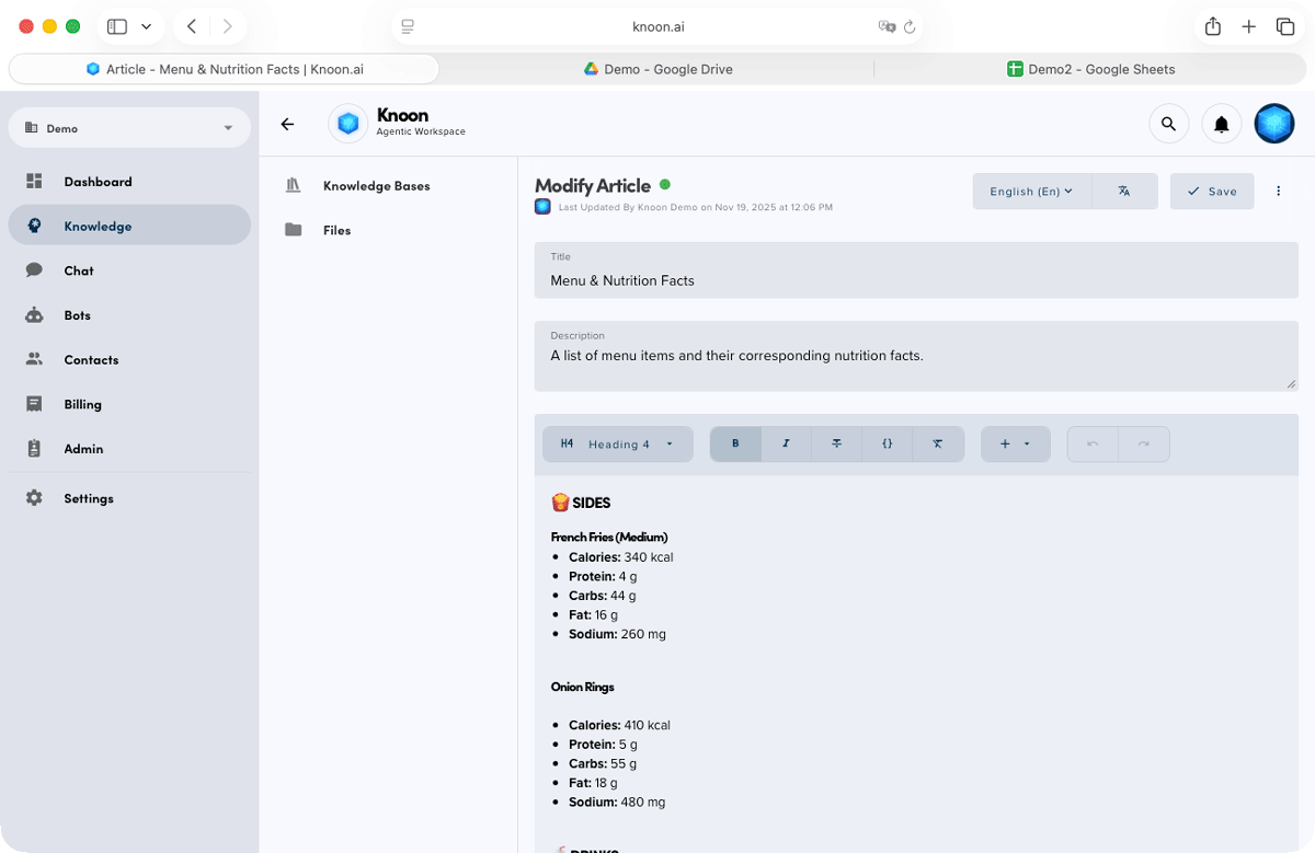 A user friendly RAG knowledge base with built in content management, making it easy to create, update, and maintain your information.