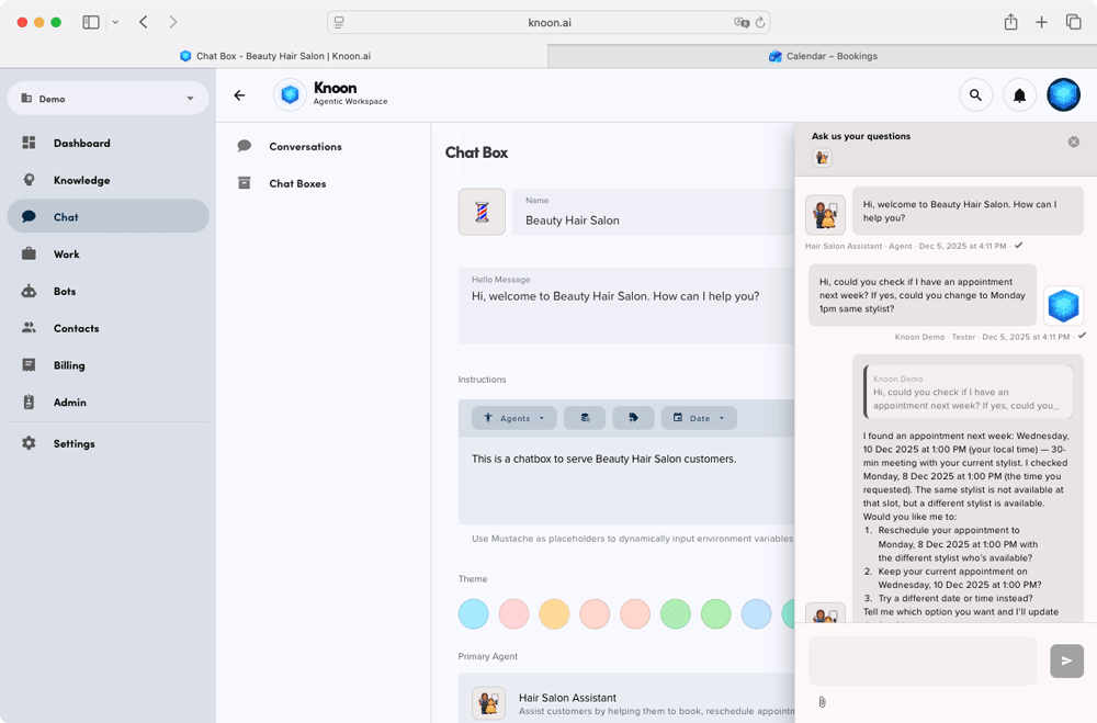 Request the agent to change the date and time of an existing appointment.