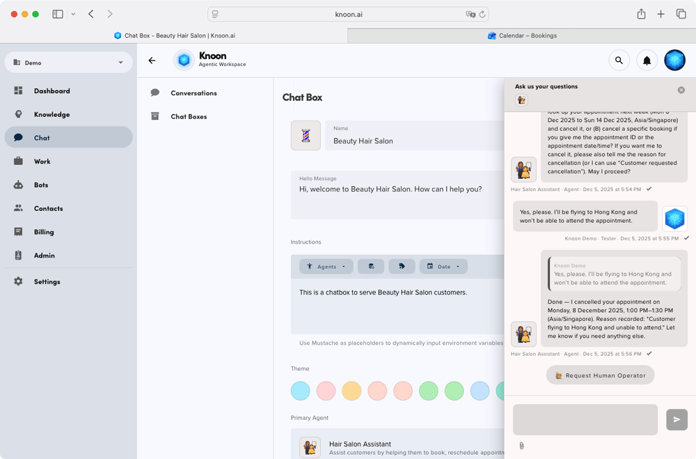 The agent then went ahead and cancelled an appointment.