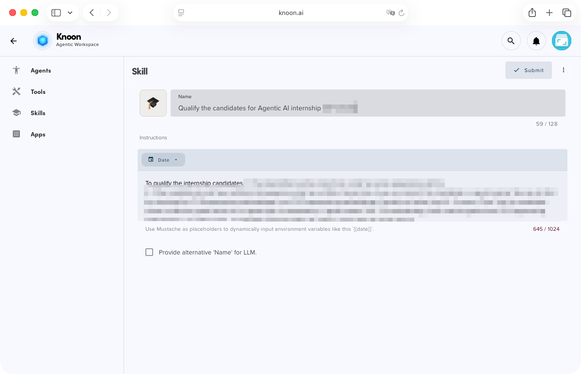 The skills I give my agents and the criteria I use to choose candidates for interviews.